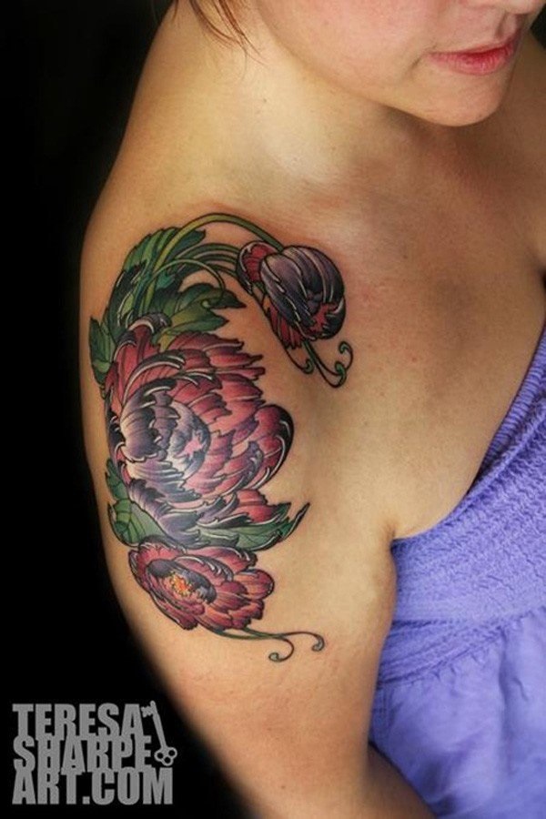 40 significados e idéias do tatuagem da flor da peônia bonita 