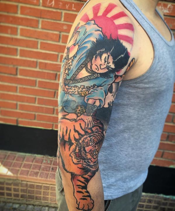 Tatuagem japonesa com tigre no braço 
