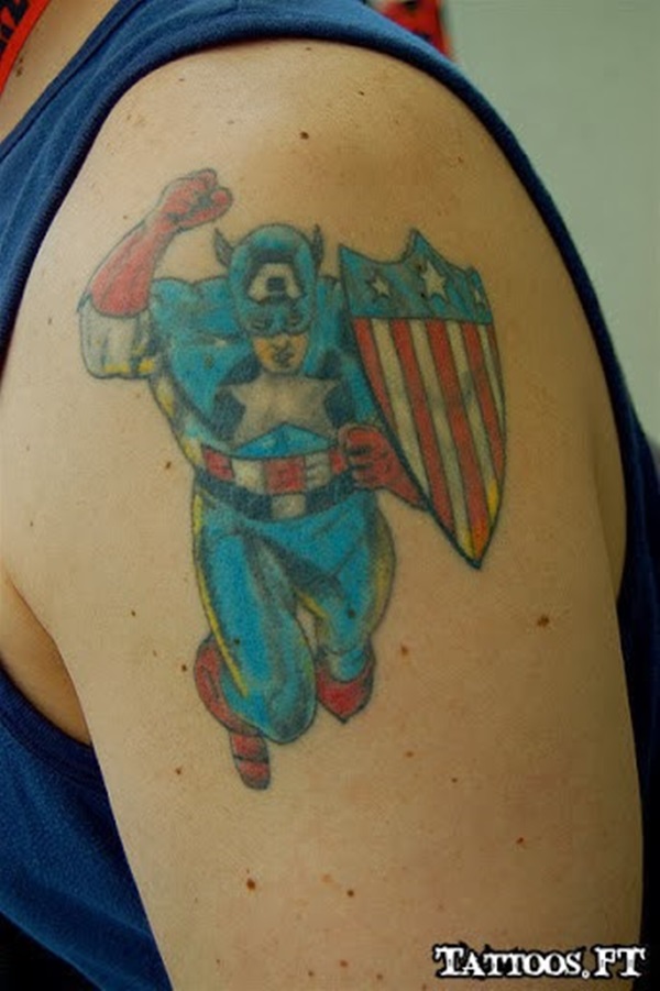 35 desenhos de tatuagem de Capitão América animados 20 