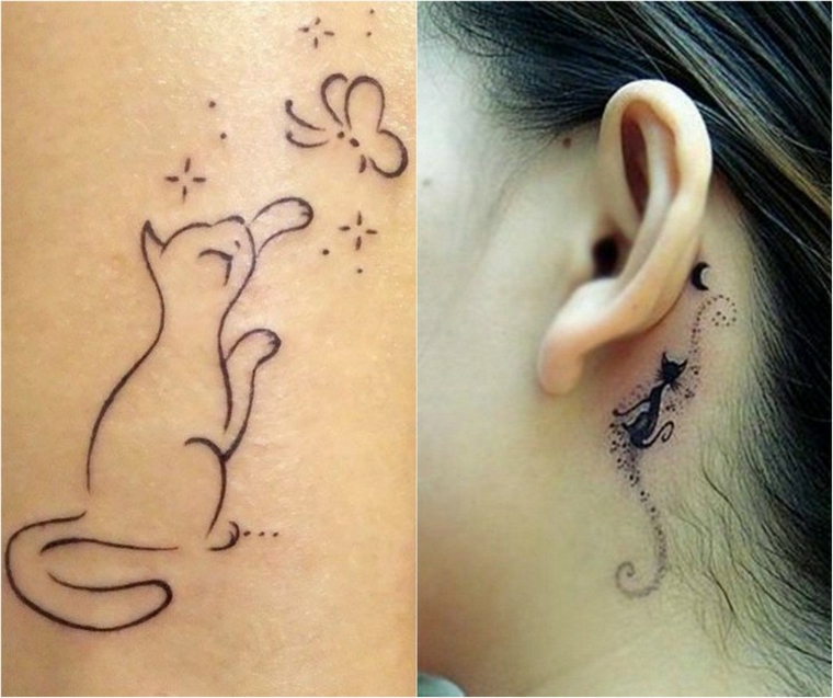 tatuagens de gatos do pescoço 