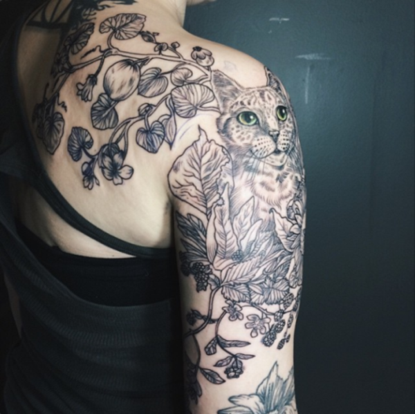 tatuagem de folhas design0501 