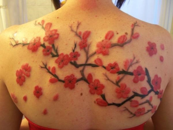 Desenhos e Significados do Tattoo da árvore da flor de cereja 17 
