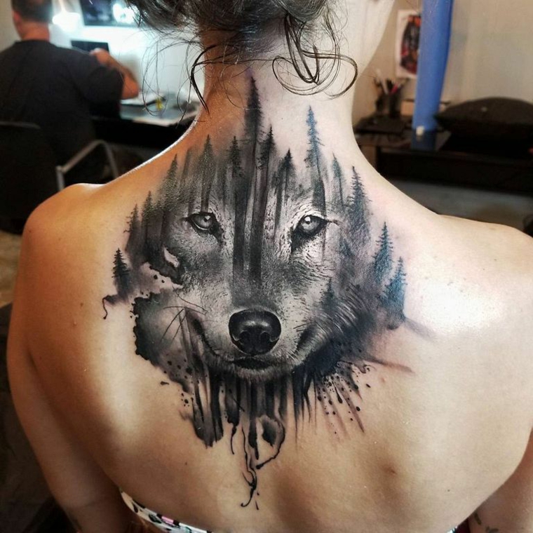 lobo tatuagens-mulher-costas 