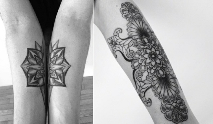 casal de braços de tatuagens de combinação 