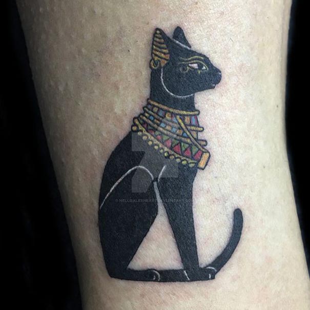 tatuagem de gato preto egípcio 2018 