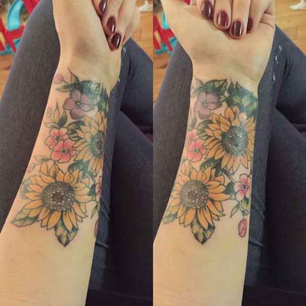 tatuagem de girassol no braço 