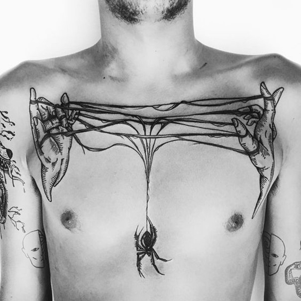 tatuagem de aranha louco para homens 