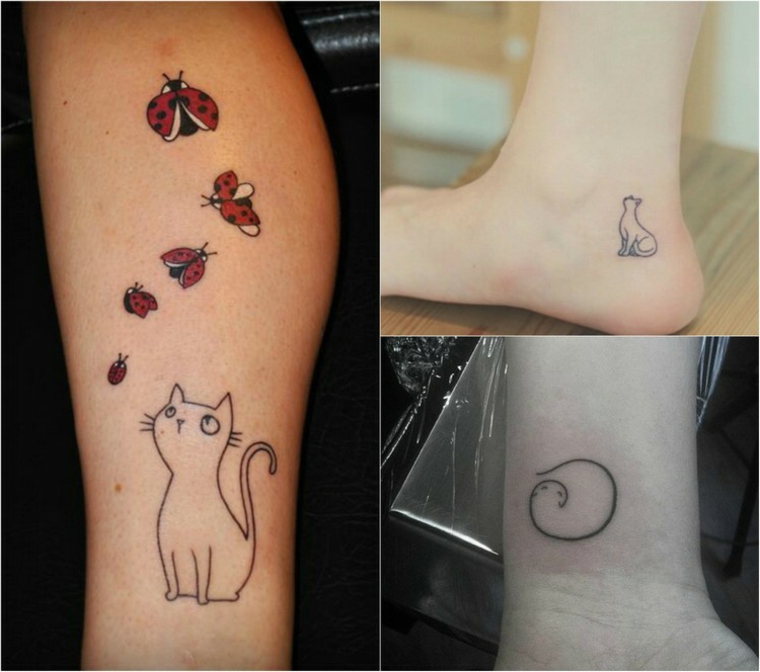 pernas de tatuagens de gato 