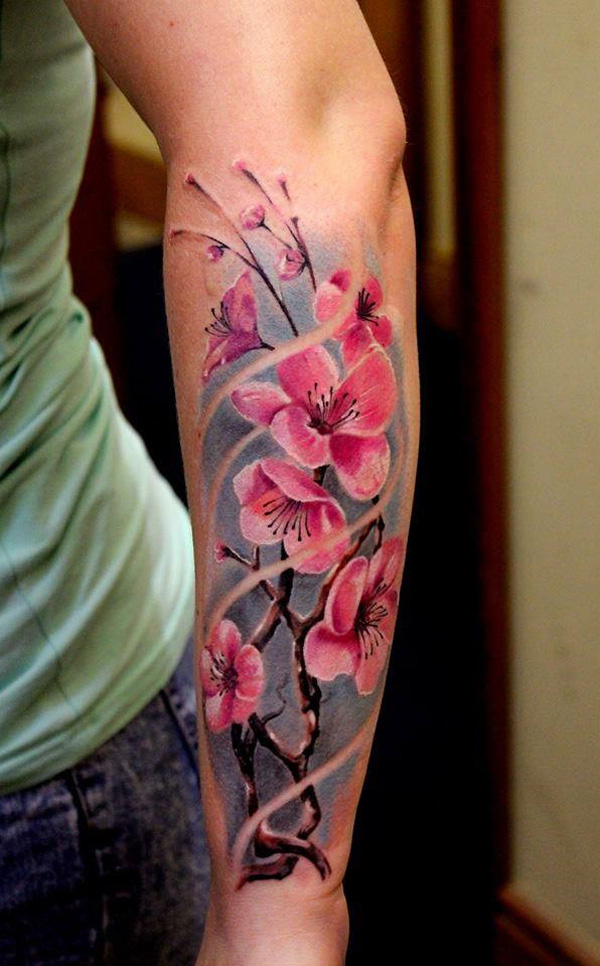 Mais de 40 tatuagens bonitas da flor de cerejeira