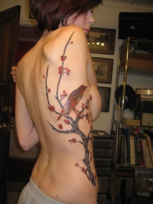 Desenhos e significados do Tattoo da árvore da flor de cereja 2 