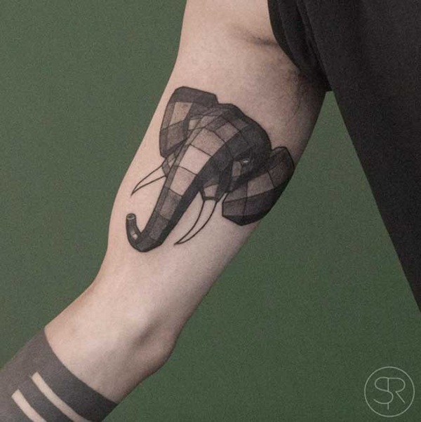 Projetos bonitos do Tattoo do elefante Vectorial minúsculo (61) 
