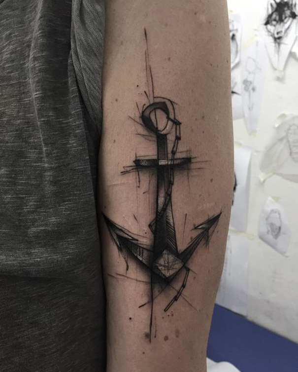 tatuagem de âncora no braço 