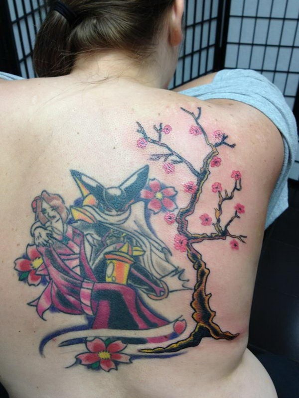 Desenhos e Significados do Tattoo da árvore da flor de cereja 20 