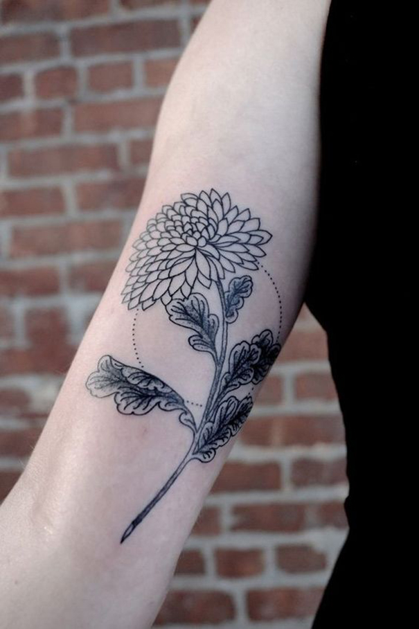 Tatuagem de crisântemo no braço 