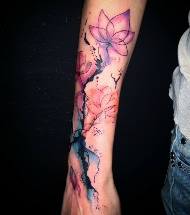 original tatuagens aquarelas braço 