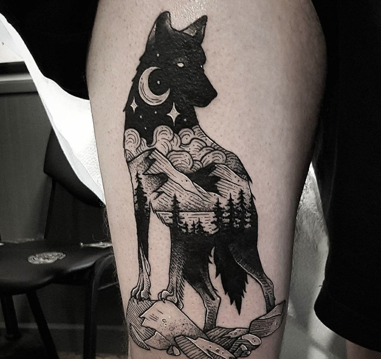 interpretação-original-lobo-tatuagem-design 