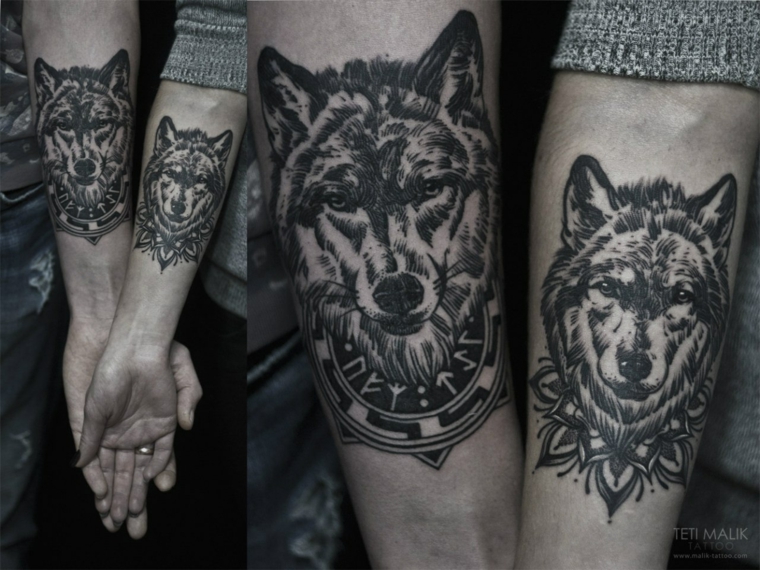 projetos do antebraço-tatuagem-casais-lobo 