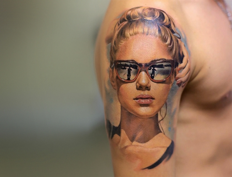 Tatuagens 3D-menina-cara-moderno-estilo 