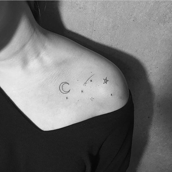 tatuagem de lua e estrela para mulheres 