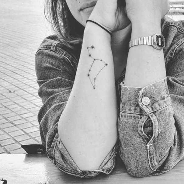 tatuagem de constelação no pulso 