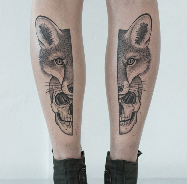 pernas-tatuagem-lobo crânio 