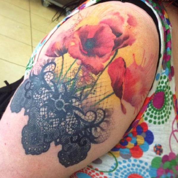 tatuagem de flor de papoula 54 