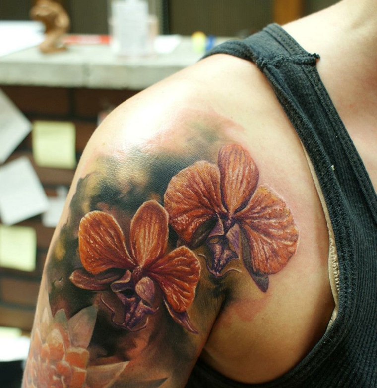 tatuagens-em-3D-flores-belo-ombro 