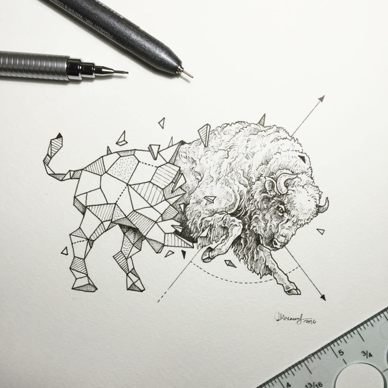 formas geométricas animais touro besta 