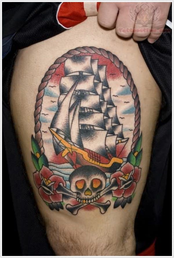 best-ship-tattoo-on-bicep 