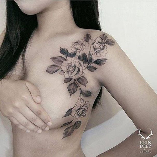 tatuagem de mulheres na costela