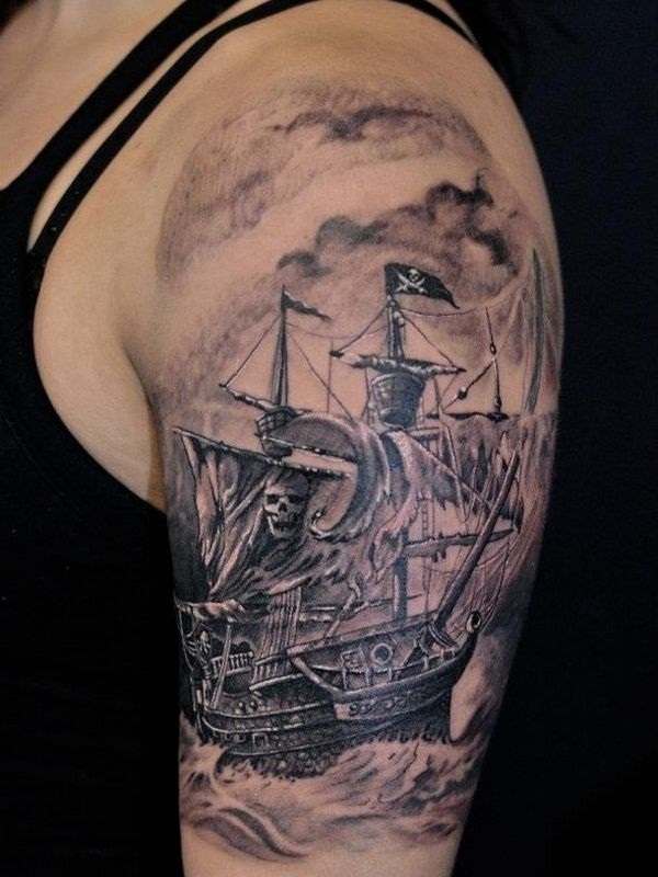 40 fantásticos desenhos de tatuagem de pirata 34 