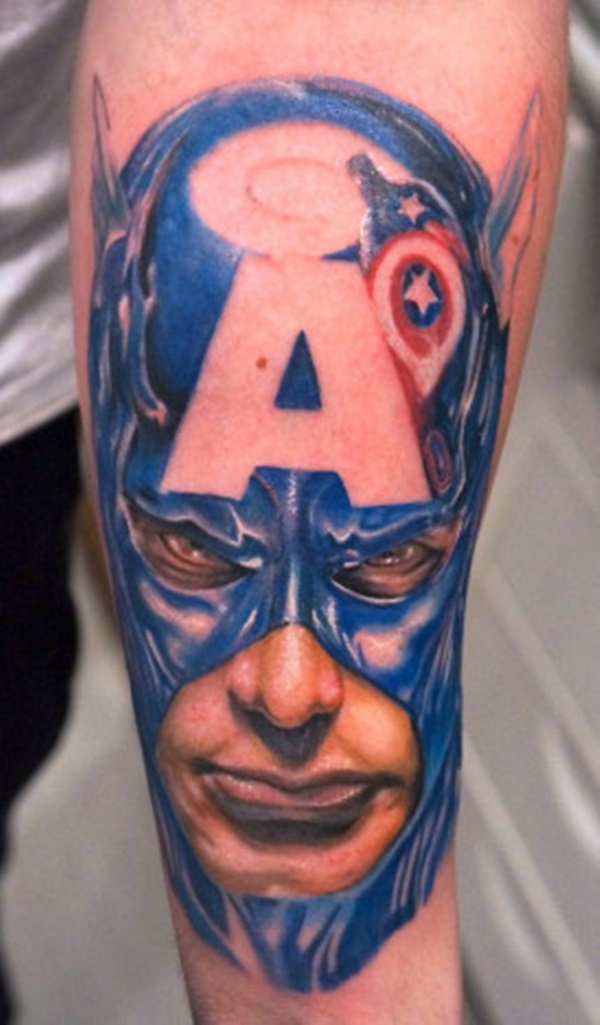 35 desenhos de tatuagem de Capitão América animados 3 