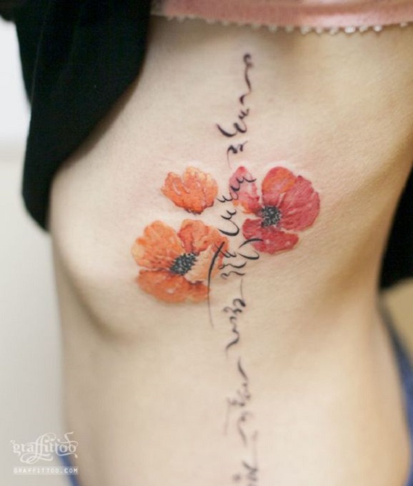 tatuagem de flor de papoula 21 