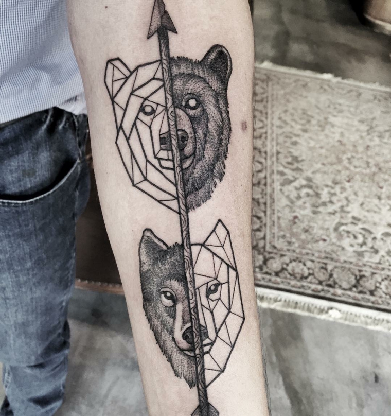 lobo-tatuagens-urso-moderno-projetos 