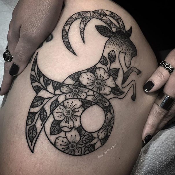 Tatuagem do zodíaco de Capricórnio para mulheres 
