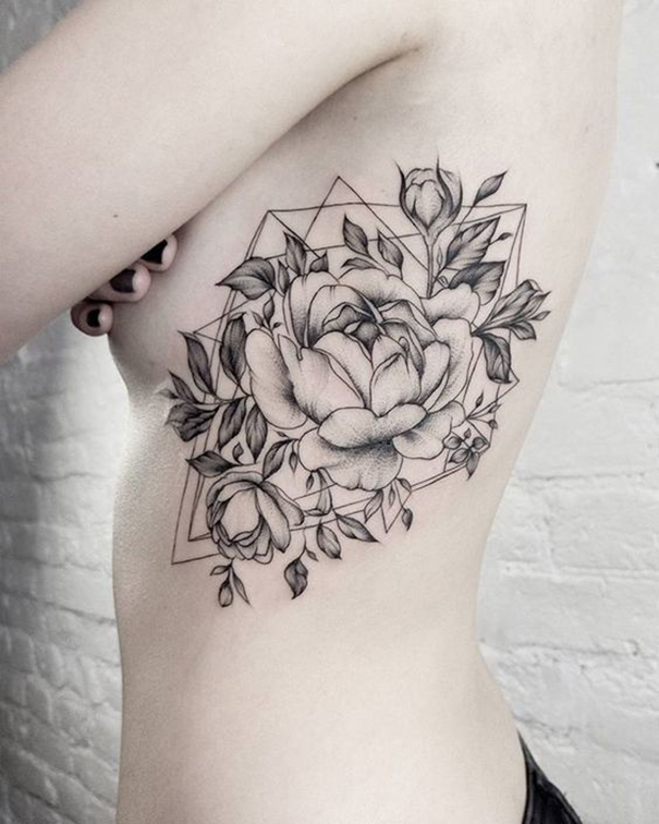 Desenhos de tatuagem de flor nova peônia » Tatuagens HD