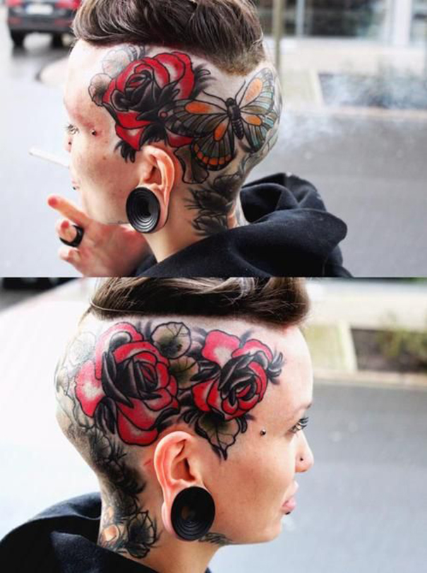 tatuagem da cabeça da velha escola para mulheres 