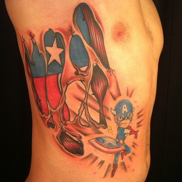35 desenhos de tatuagem de Capitão América animados 32 