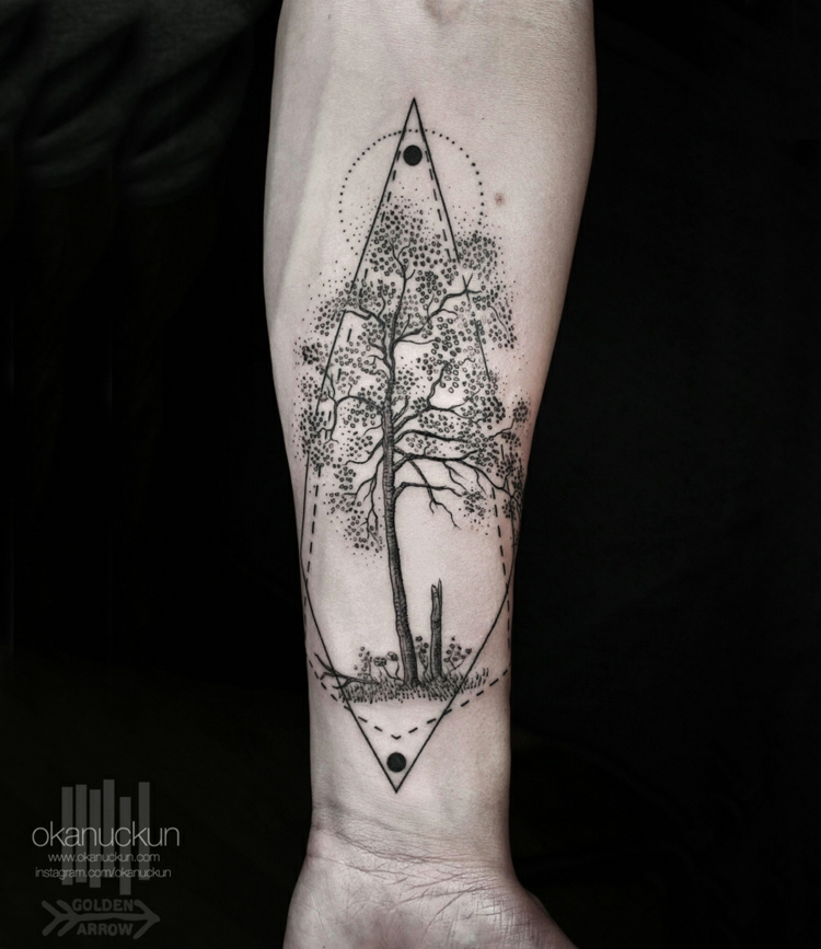 tatuagens árvores de design natural 