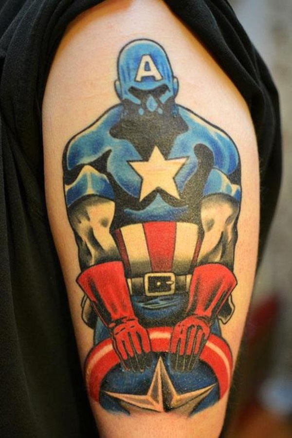 35 desenhos de tatuagem de Capitão América animados 16 