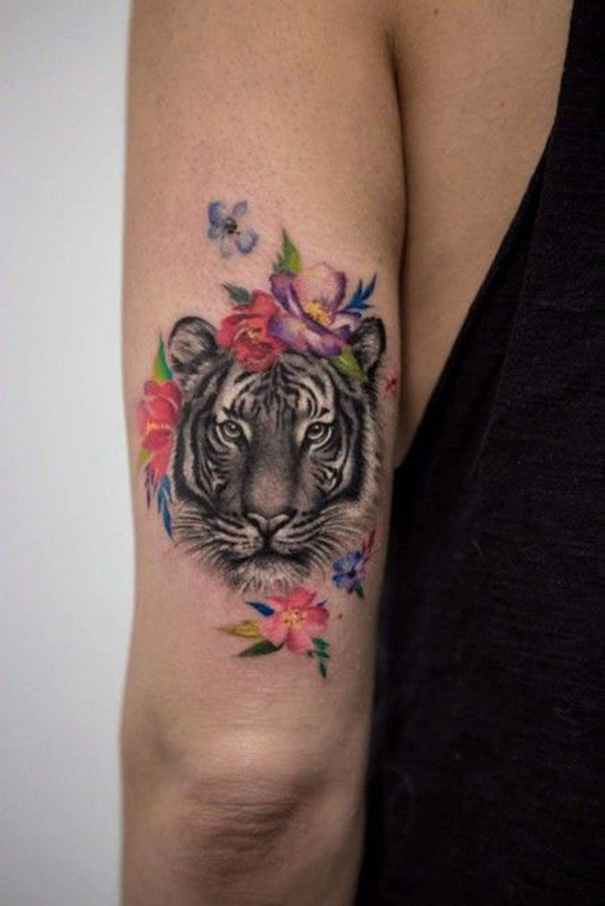 tatuagem de tigre no braço 