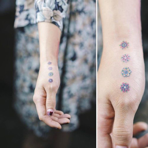 tatuagem de família no pulso 