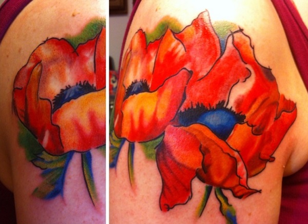 tatuagem de flor de papoula 70 