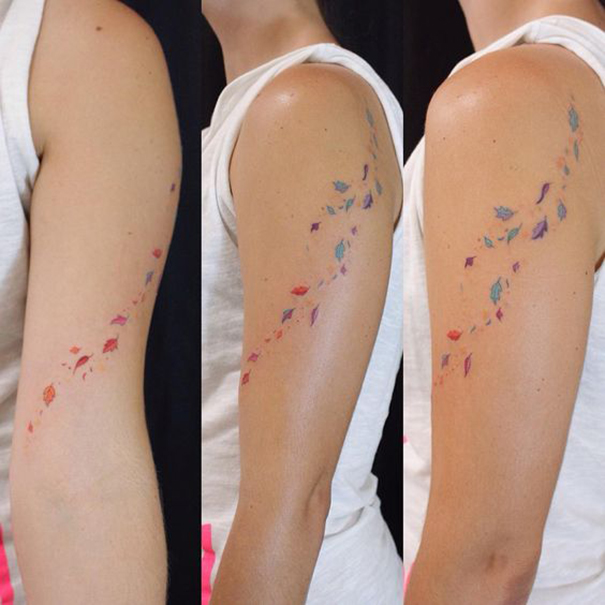tatuagem de aquarela no braço 