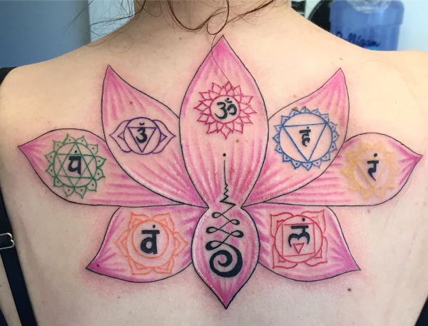 Red Lotus Tattoo nas costas 