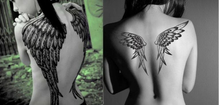 tatuagem feminina de asas 