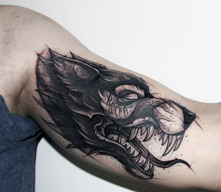 tatuagem-lobo-projetos-original-estilo-braço 