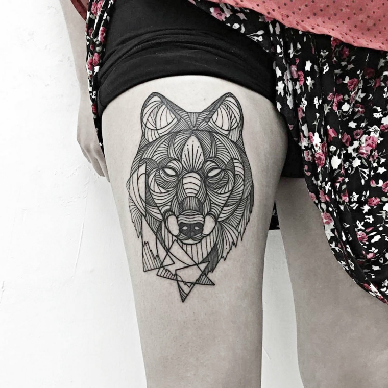 tatuagem-lobo-perna-opções 