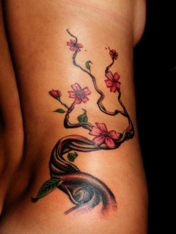 Desenhos de tatuagem de árvore de flor de cerejeira e significados 5 