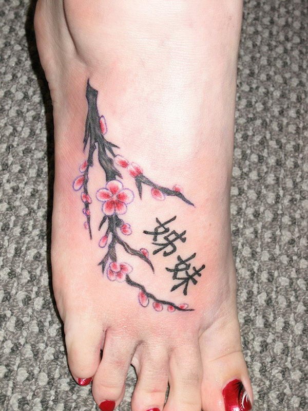 Desenhos e significados do Tattoo da árvore da flor de cereja 19 